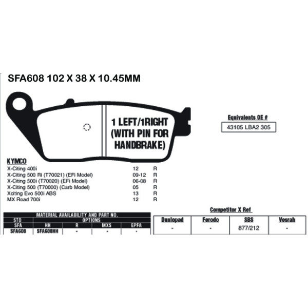 EBC EBC Brake Pads SFA608HH